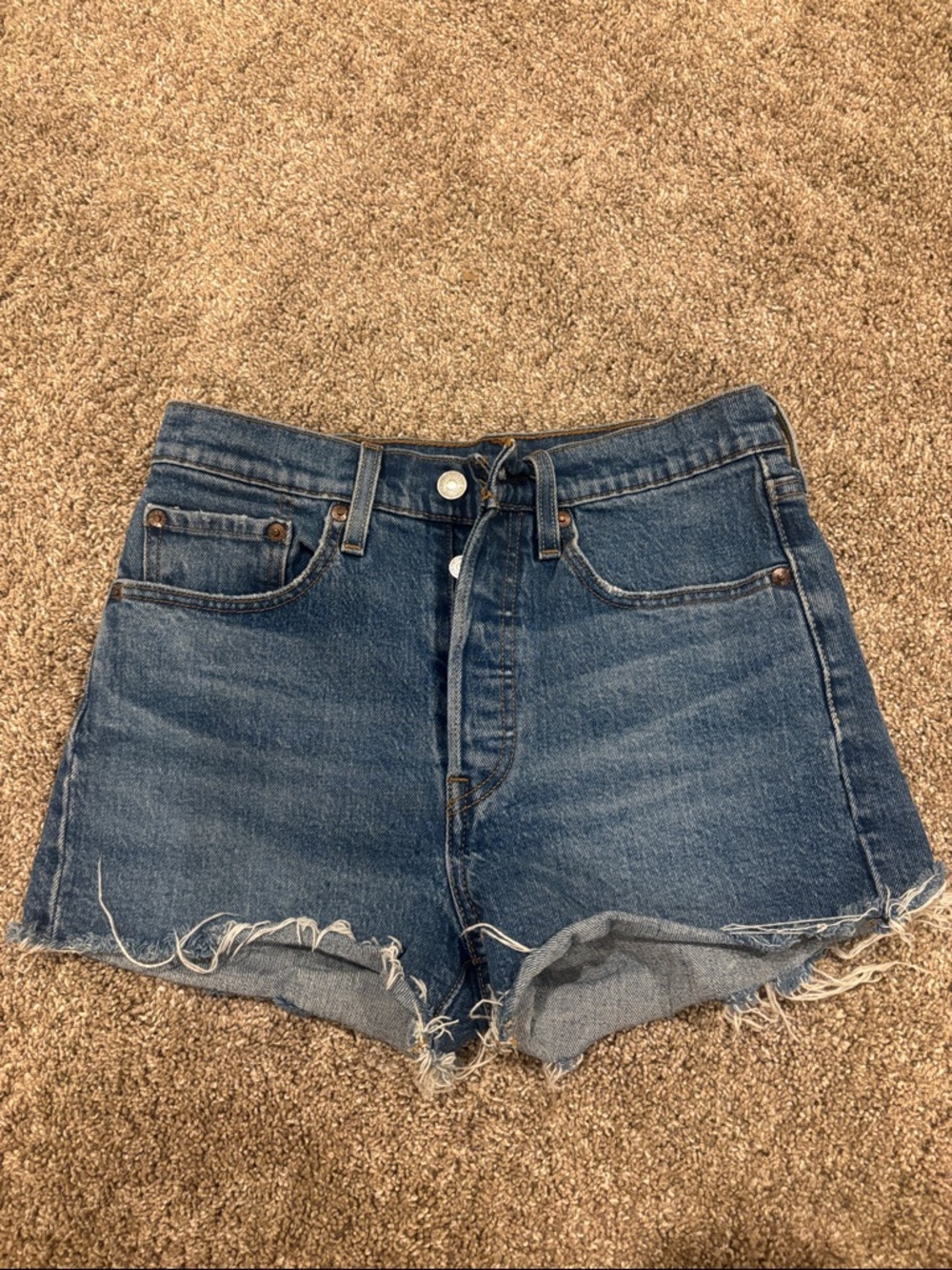 Levi's Blue High-Rise Cutoff Denim Shorts